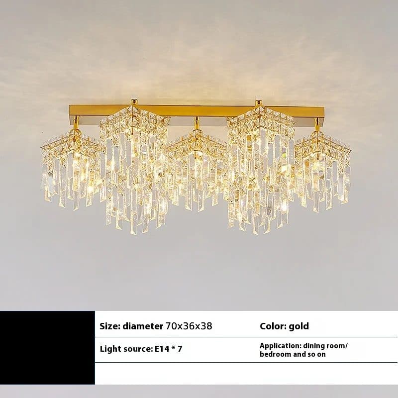 Candelabru Cristal, 7 surse de lumina E14, Auriu, Flippy — imagine 6
