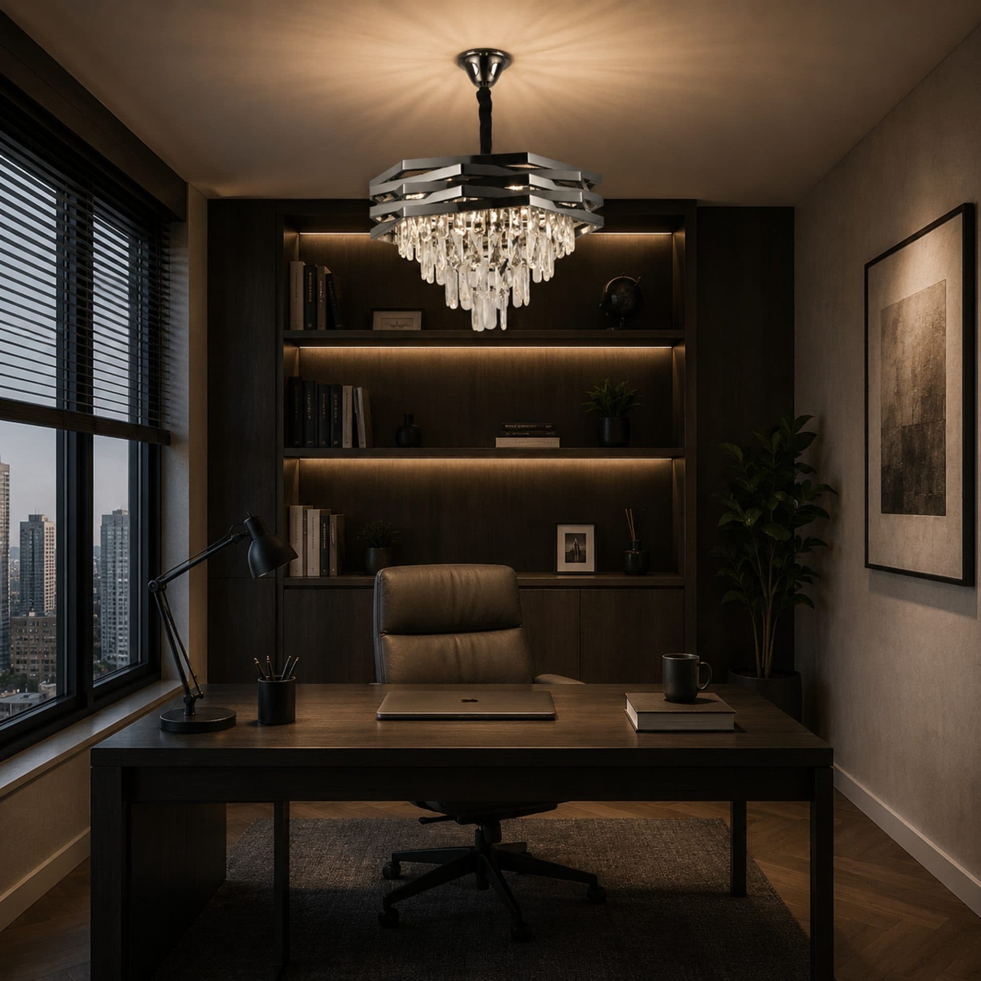 Candelabru Flippy Cristal HEXA Negru Ø48cm 8x E14 — imagine 1