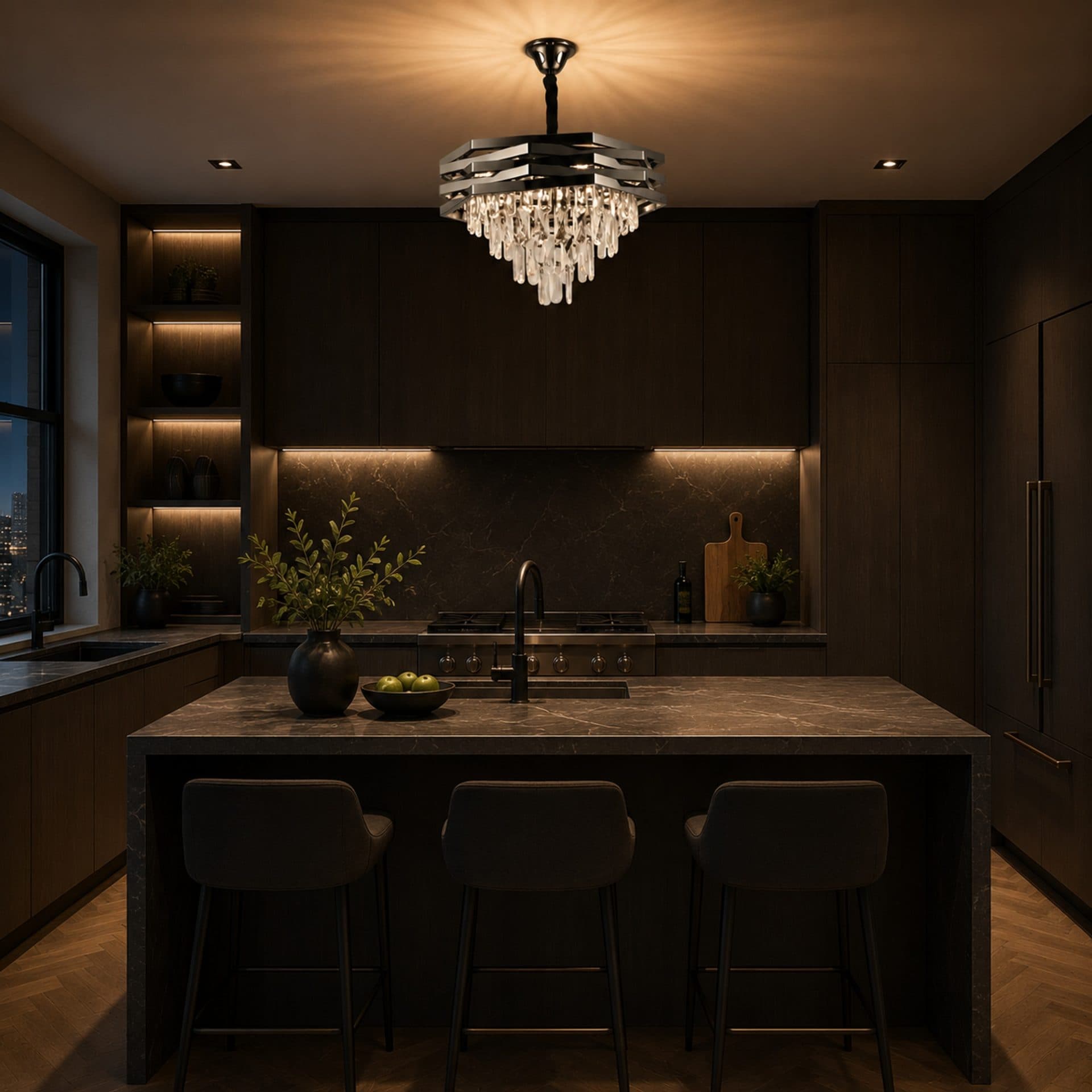Candelabru Flippy Cristal HEXA Negru Ø48cm 8x E14 — imagine 2