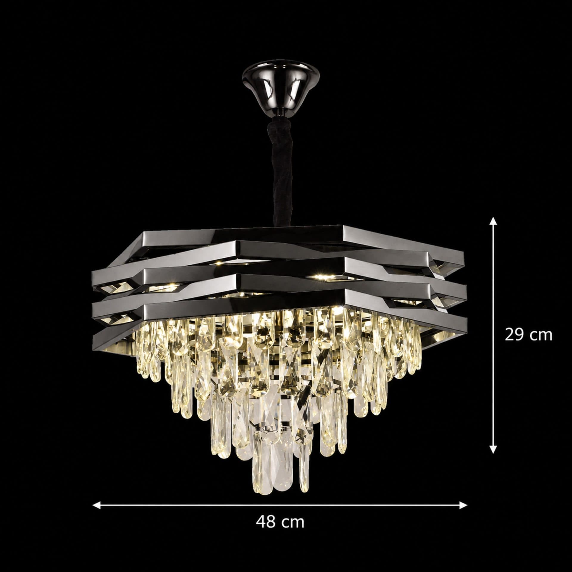 Candelabru Flippy Cristal HEXA Negru Ø48cm 8x E14 — imagine 4