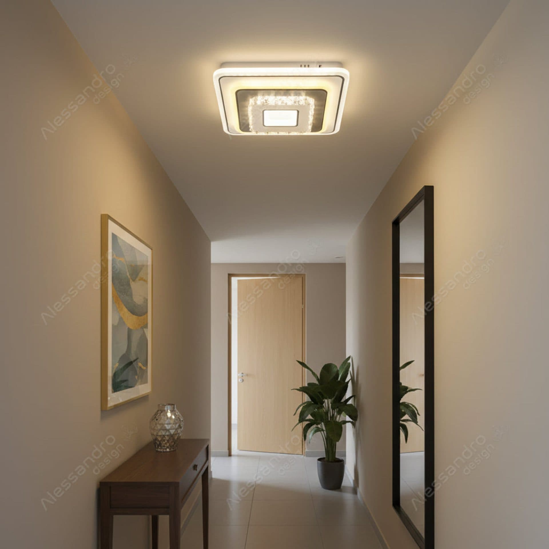 Lustra LED Flippy Cristal 39W Patrata Alb — imagine 1