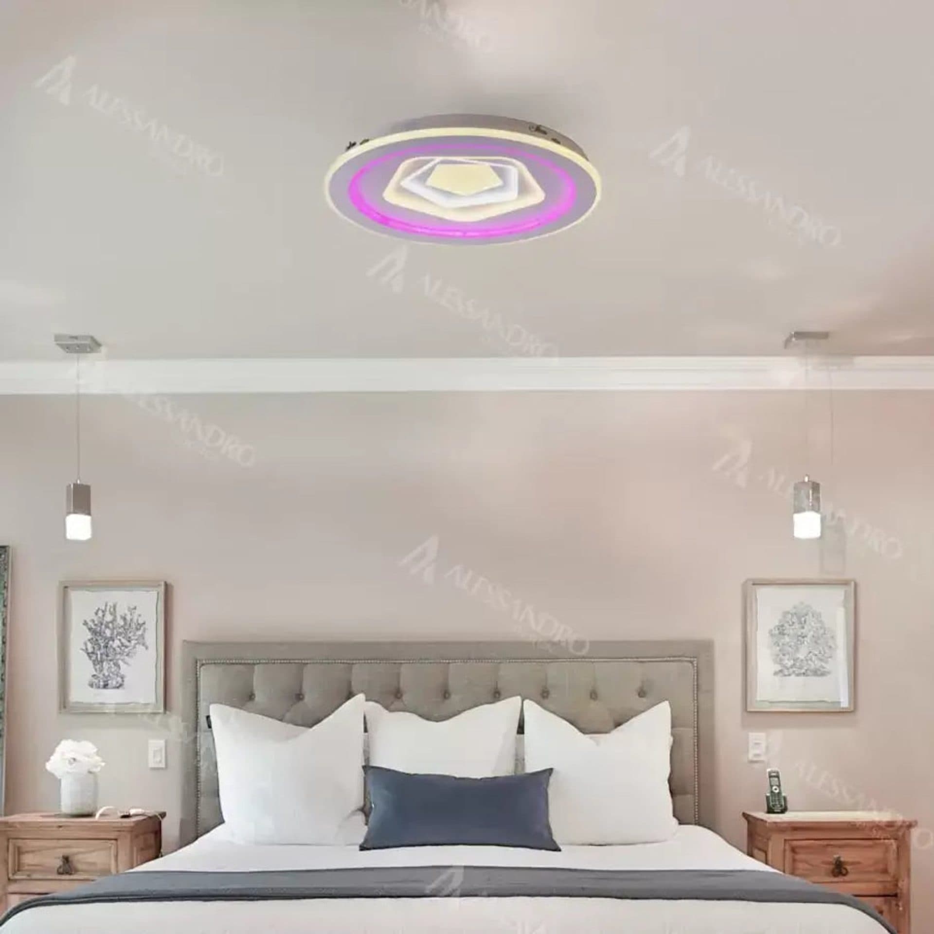 Lustra LED Flippy RGB 180W telecomanda Dimabila Alb — imagine 1
