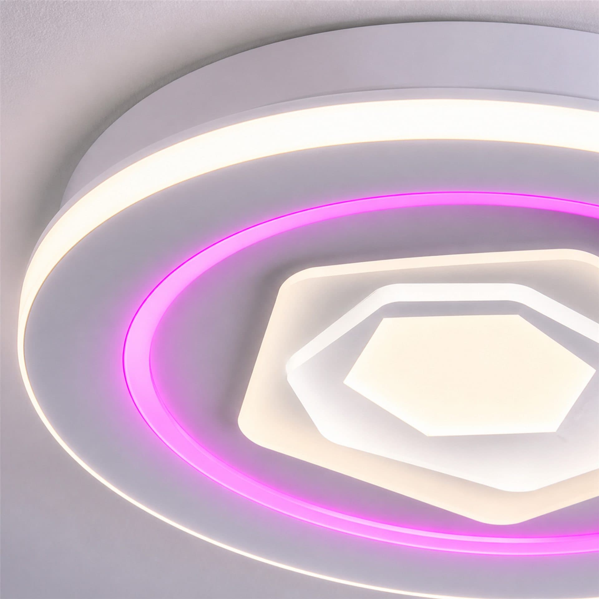 Lustra LED Flippy RGB 180W telecomanda Dimabila Alb — imagine 6