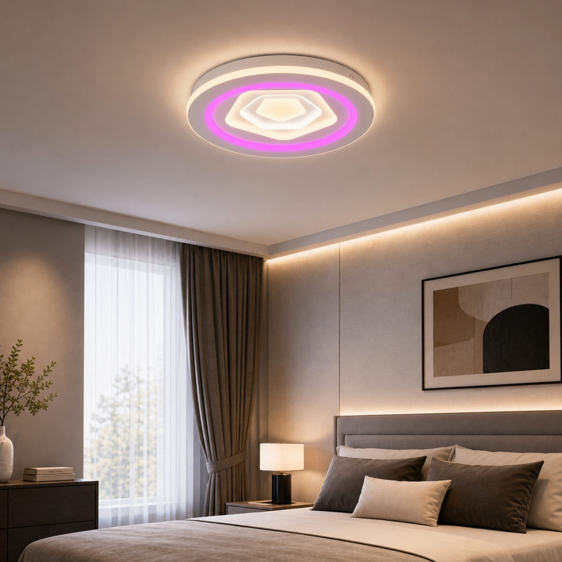 Lustra LED Flippy RGB 180W telecomanda Dimabila Alb — imagine 7