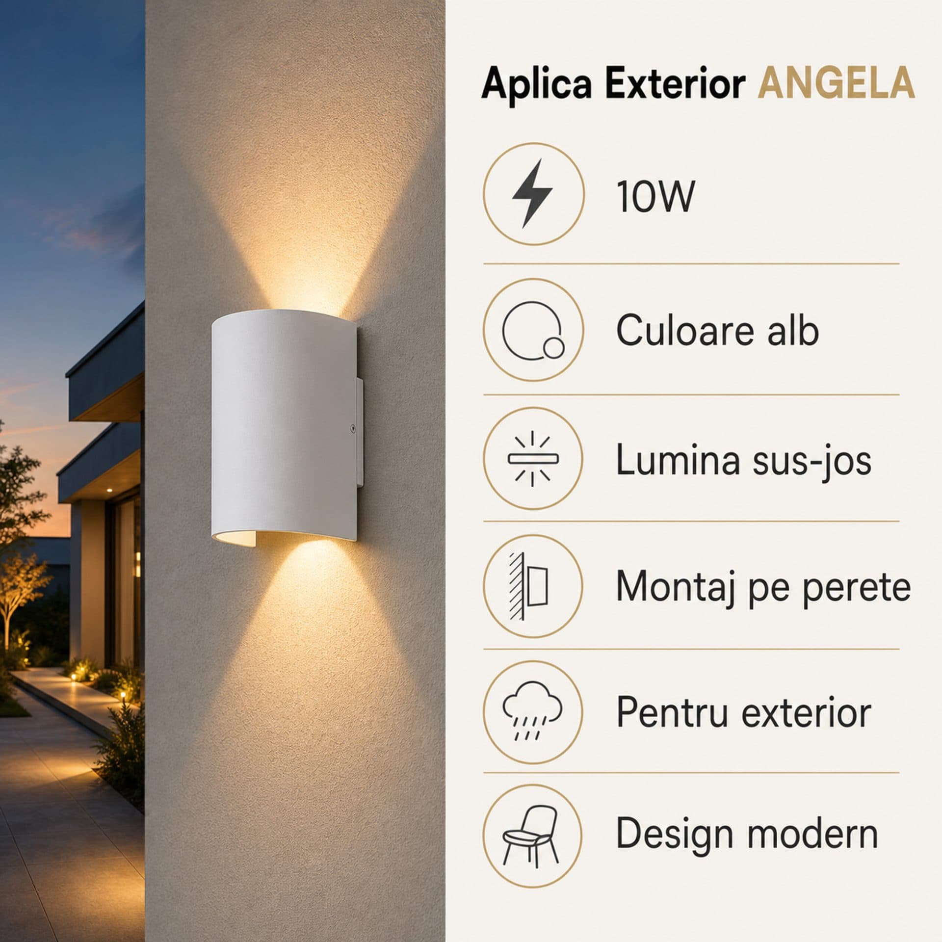 Aplica exterior Flippy Angela 10W Alb — imagine 16