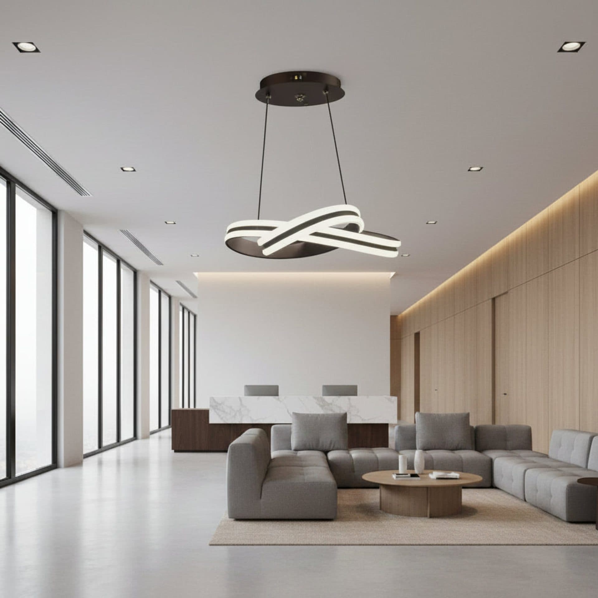 Lustra LED suspendata cu telecomanda INFINITY LOOP 61W, lumina Rece/Calda/Neutra, Dimabila — imagine 3