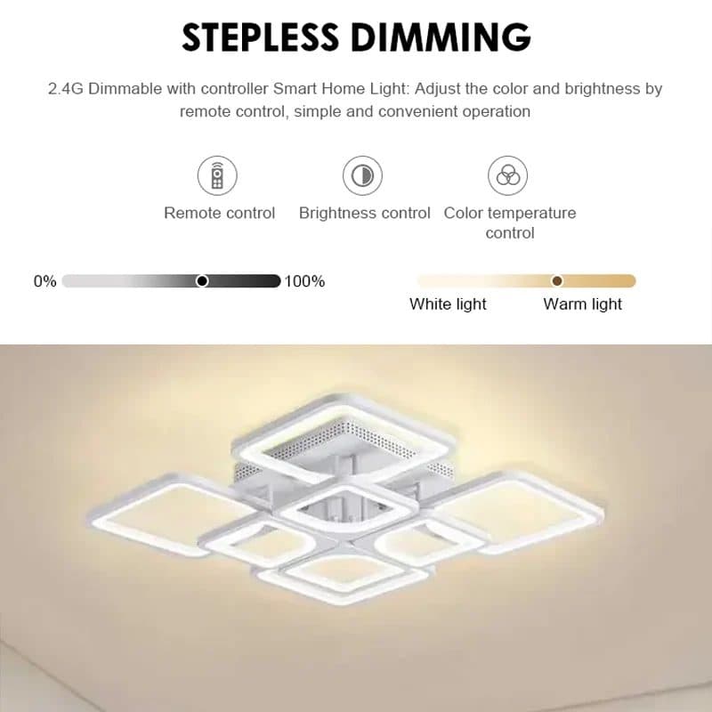 Lustra LED Flippy Zoe 138W, 8 Patrate, telecomanda, lumina Rece/Calda/Neutra, Dimabila, Alb — imagine 5