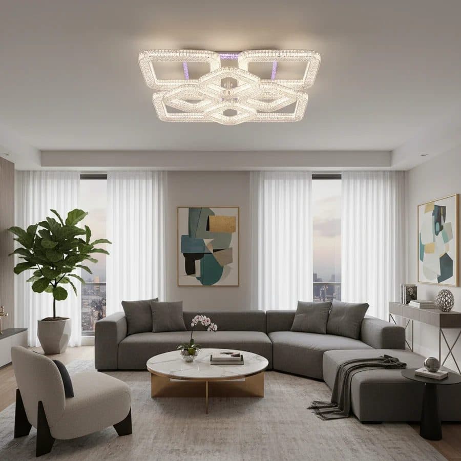 Lustra LED Flippy ZOE 41W, 2 Patrate, lumina Rece/Calda/Neutra, Dimabila, Alb — imagine 1