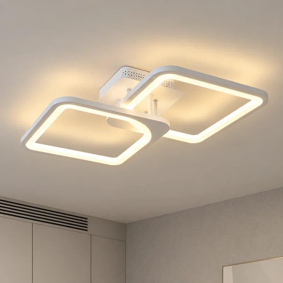 Lustra LED Flippy ZOE 41W, 2 Patrate, lumina Rece/Calda/Neutra, Dimabila, Alb — imagine 2