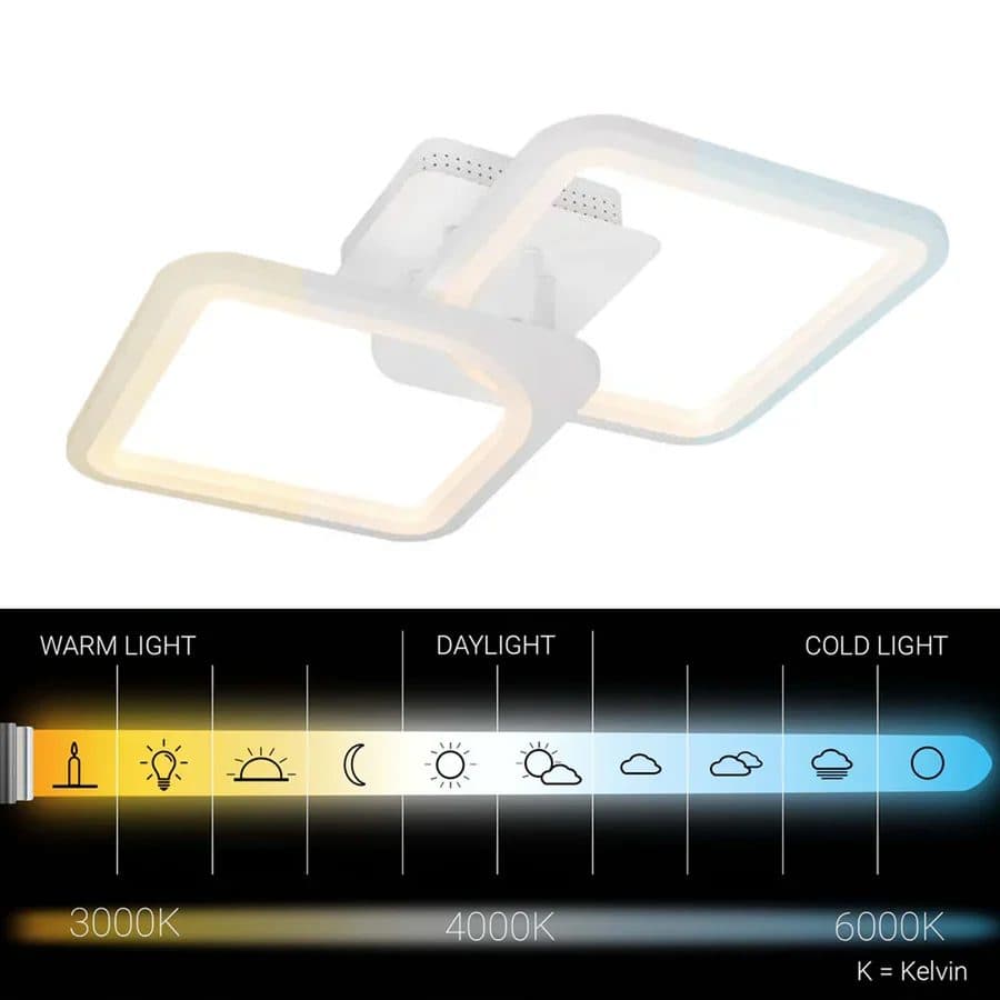 Lustra LED Flippy ZOE 41W, 2 Patrate, lumina Rece/Calda/Neutra, Dimabila, Alb — imagine 4