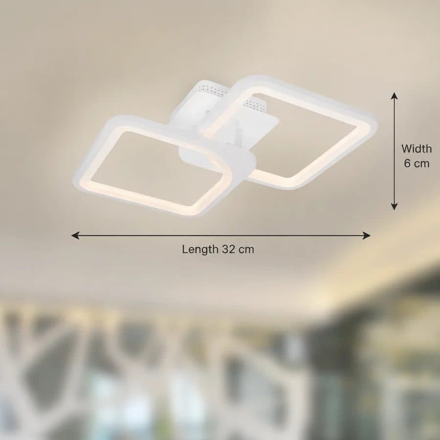 Lustra LED Flippy ZOE 41W, 2 Patrate, lumina Rece/Calda/Neutra, Dimabila, Alb — imagine 6