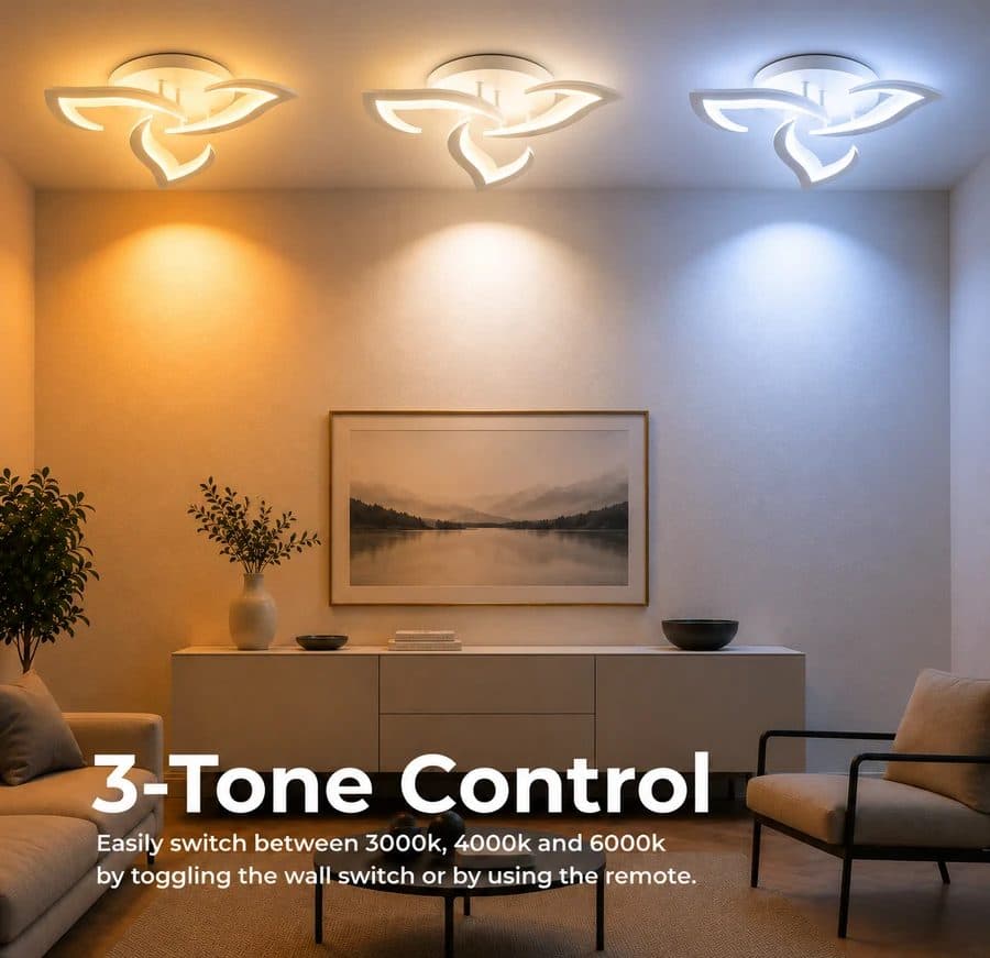 Lustra LED Flippy 32W 3 Petale telecomanda Alb — imagine 6