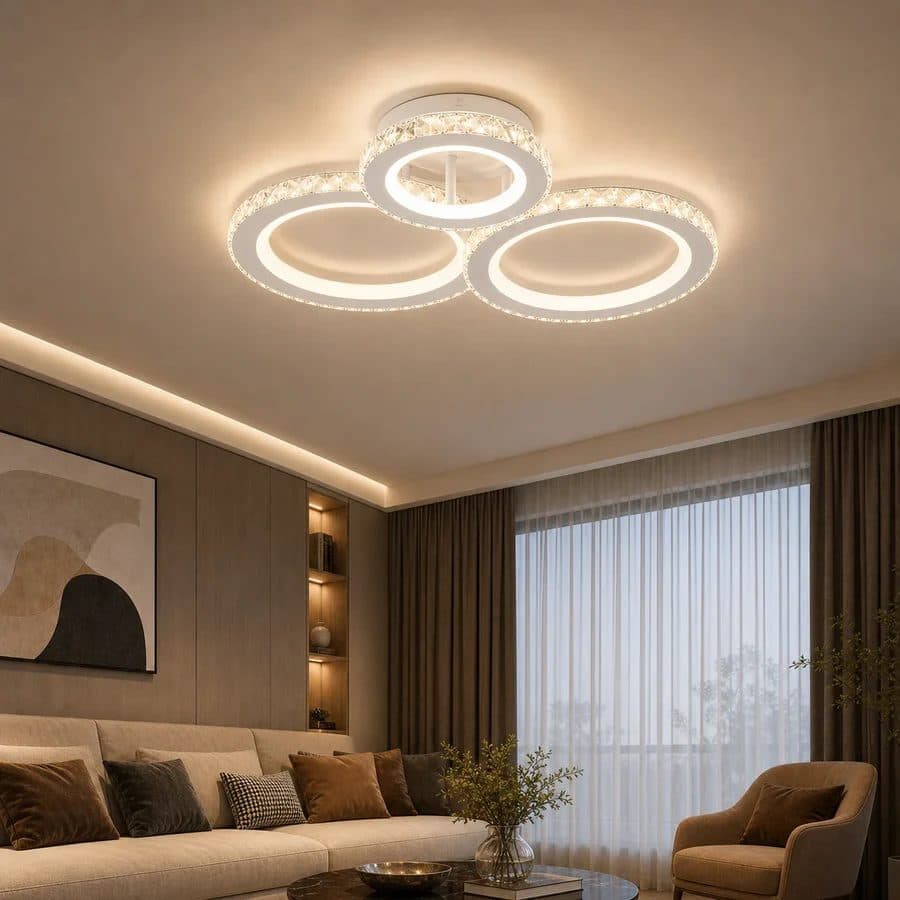Lustra LED Flippy Rotonda RGB 75W, 3 Cercuri, telecomanda, Dimabila, Alb — imagine 5