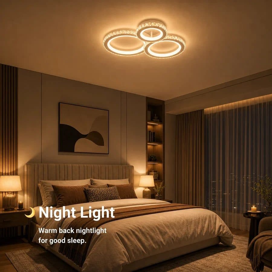 Lustra LED Flippy Rotonda RGB 75W, 3 Cercuri, telecomanda, Dimabila, Alb — imagine 6