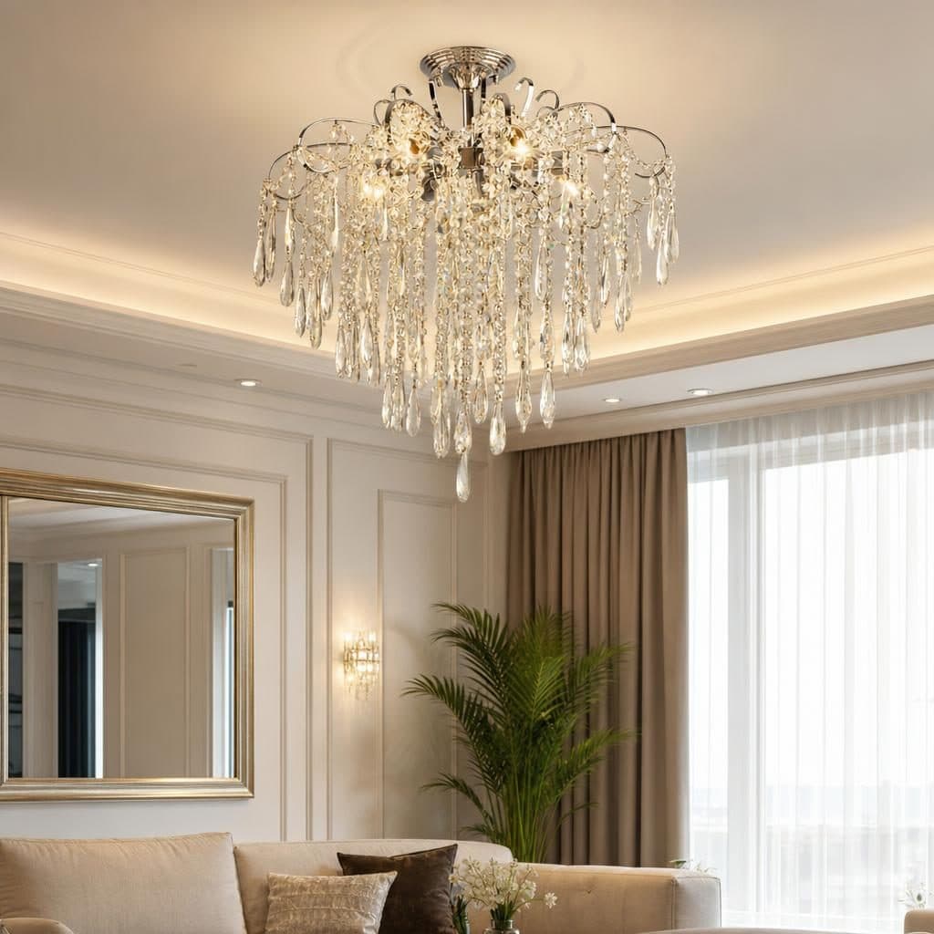 Candelabru Flippy Cristal EGO 9x E27, Diametru 60cm, Crom Lucios — imagine 2