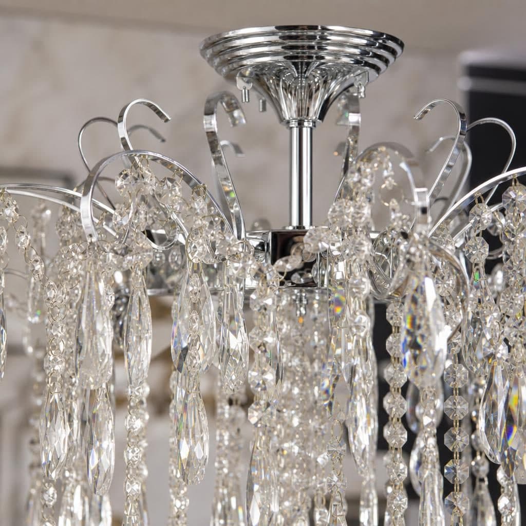 Candelabru Flippy Cristal EGO 9x E27, Diametru 60cm, Crom Lucios — imagine 3