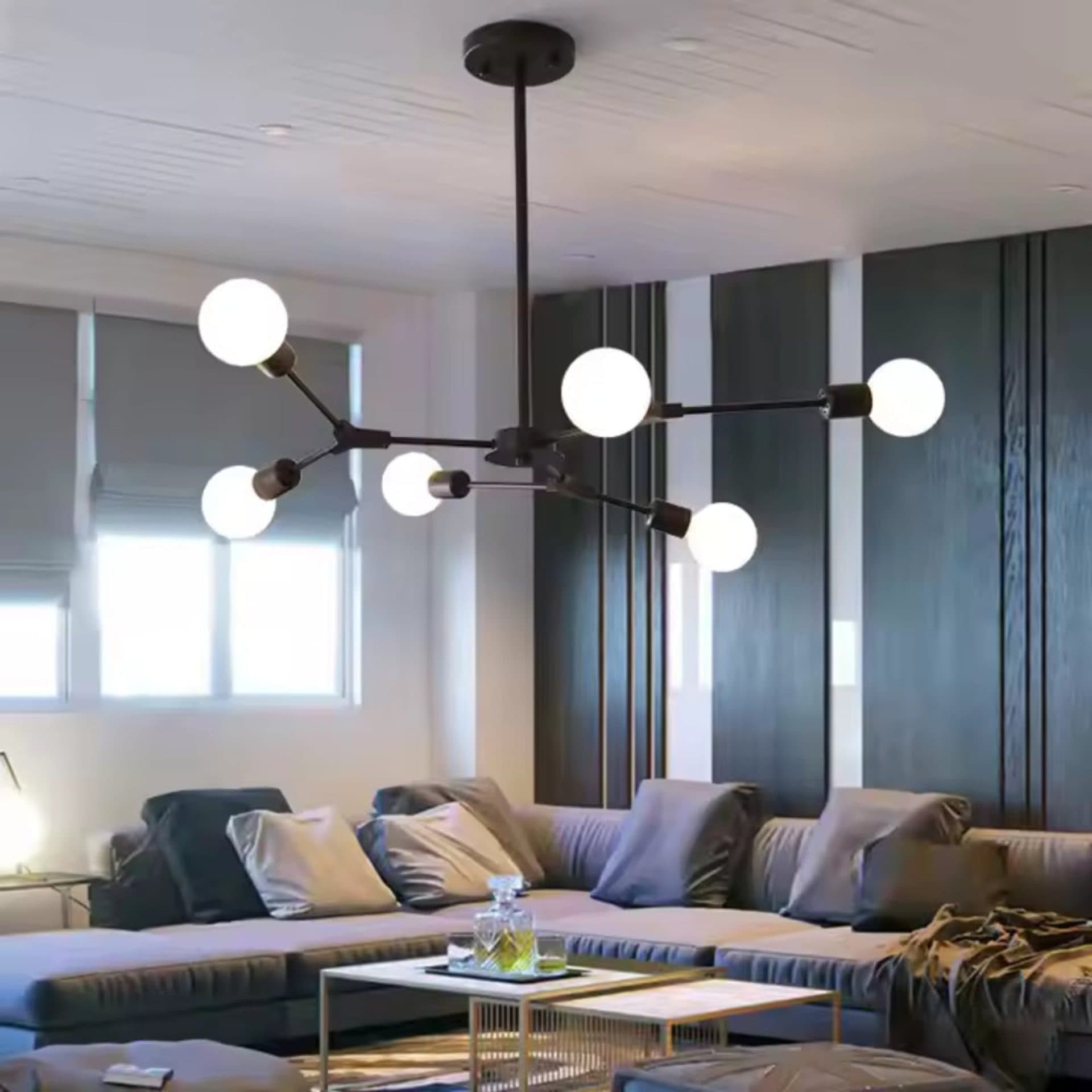 Lustra Flippy Architek Hexa 6x E27 Negru Metal — imagine 1