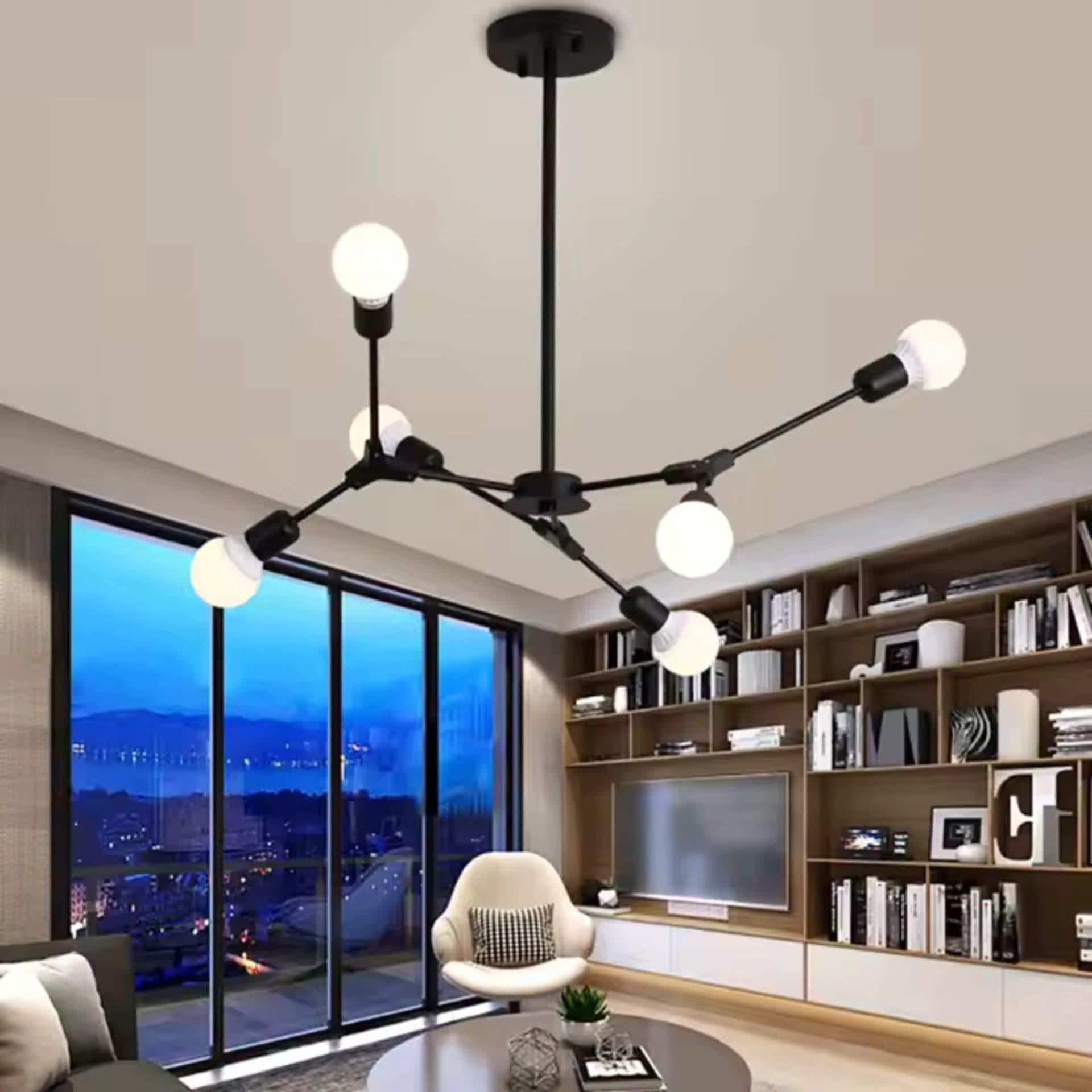 Lustra Flippy Architek Hexa 6x E27 Negru Metal — imagine 2