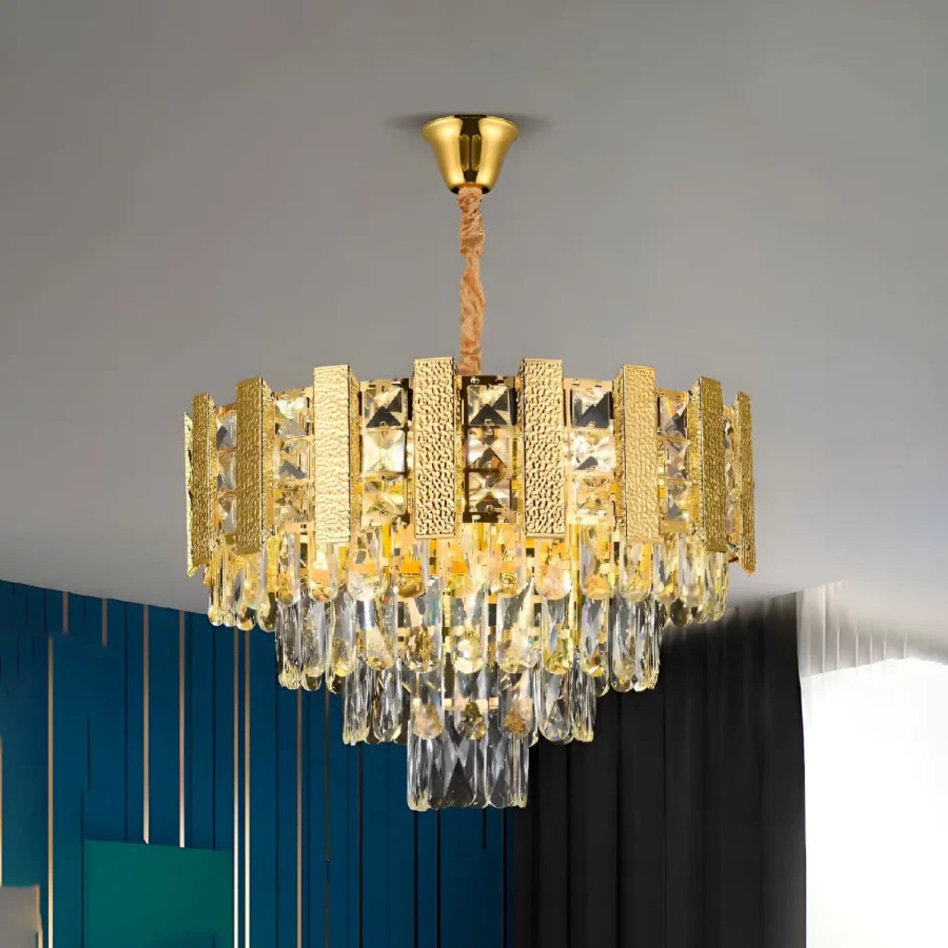 Candelabru Flippy Cristal PELES Eleganza 5x E27 Diametru 49cm Auriu Lucios — imagine 1
