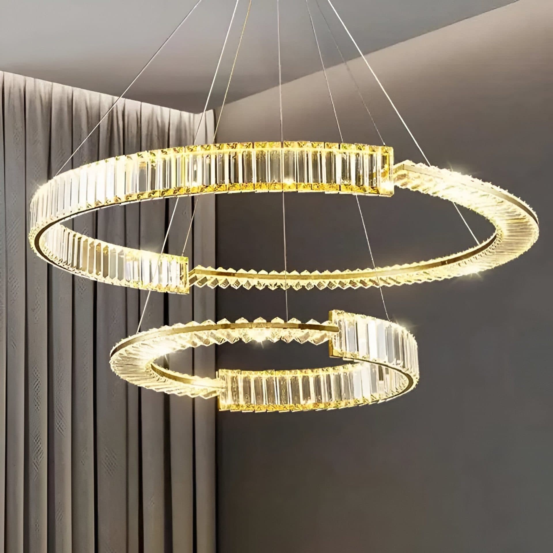 Lustra LED suspendata Flippy Cristal PRISM REGAL 117W Auriu — imagine 3
