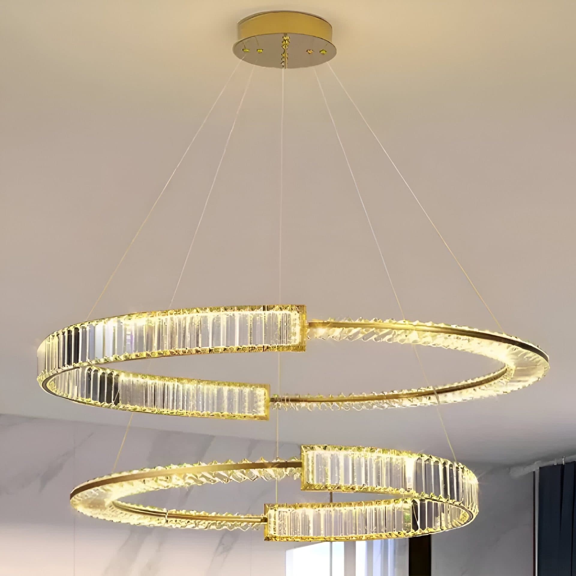 Lustra LED suspendata Flippy Cristal PRISM REGAL 117W Auriu — imagine 5