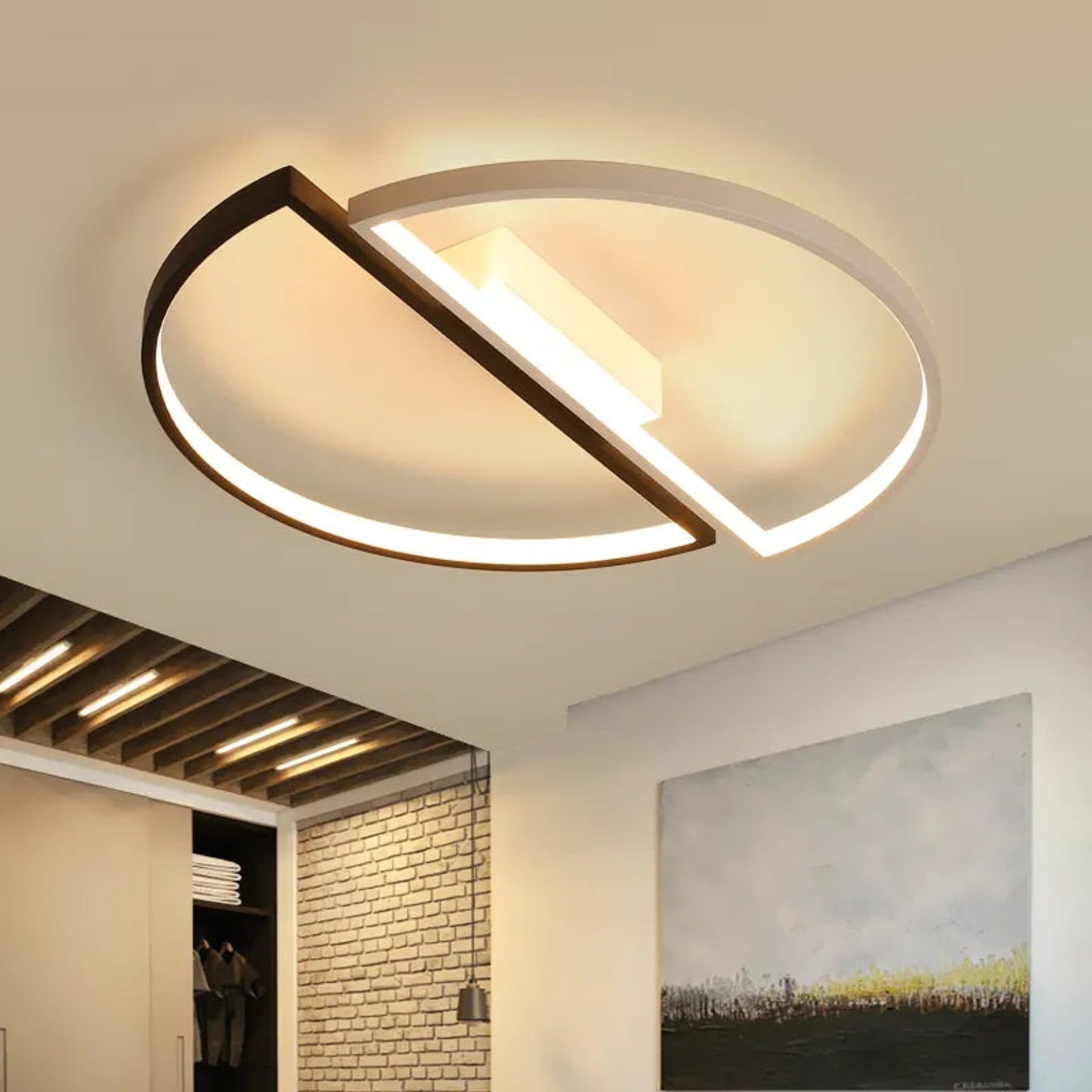 Lustra LED Flippy VECTOR ARCUS 52W, 2 Element, Alb Negru — imagine 2