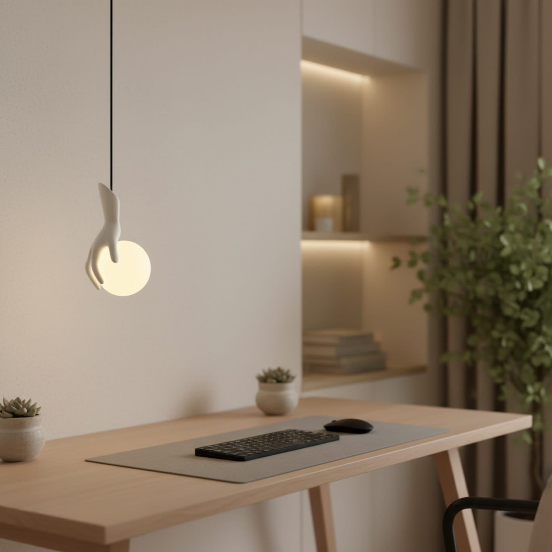 Lustra LED Flippy MANOS 13x120cm Sticla si Resina Alb — imagine 3