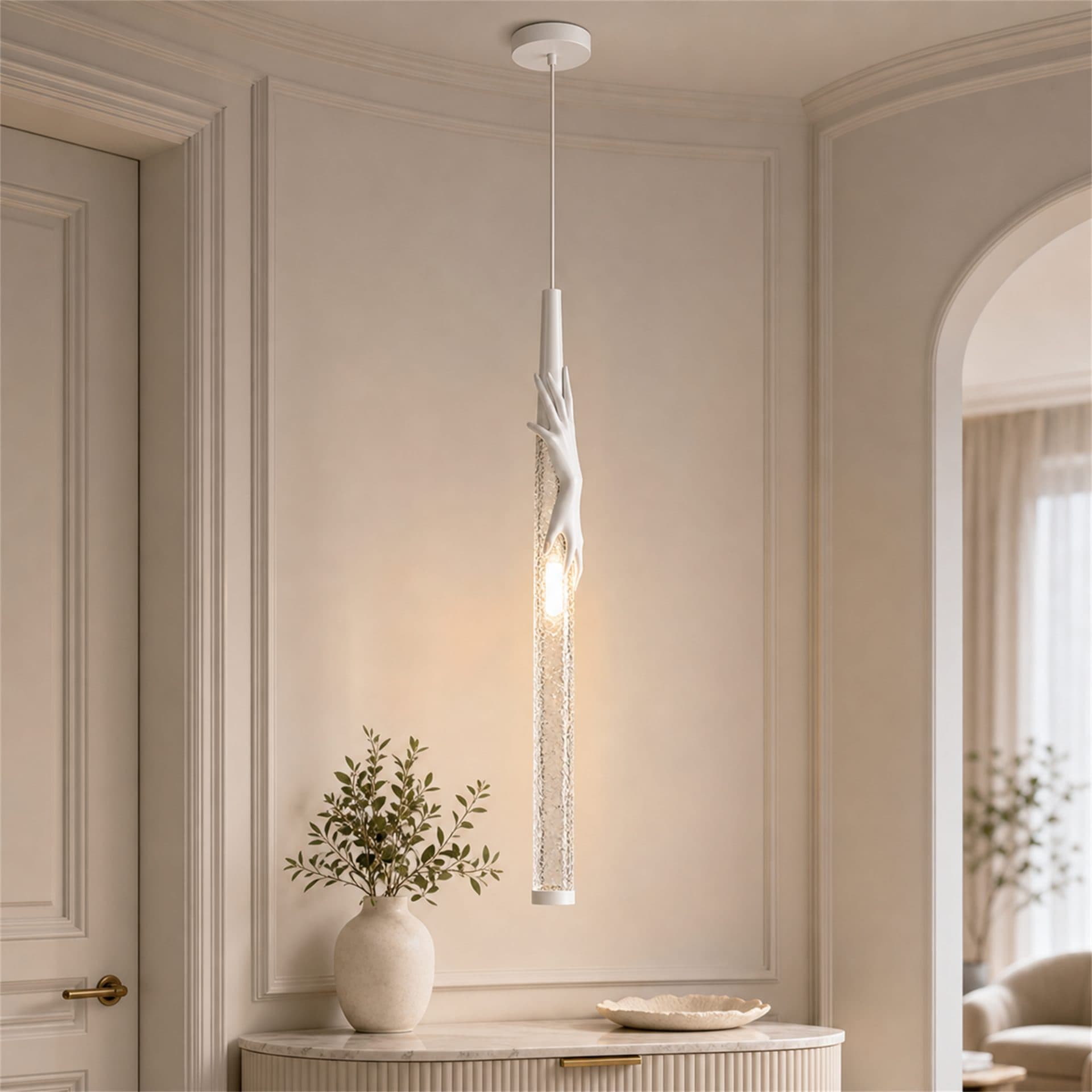Lustra LED Flippy MANOS 13x120cm Sticla si Resina Alb — imagine 12