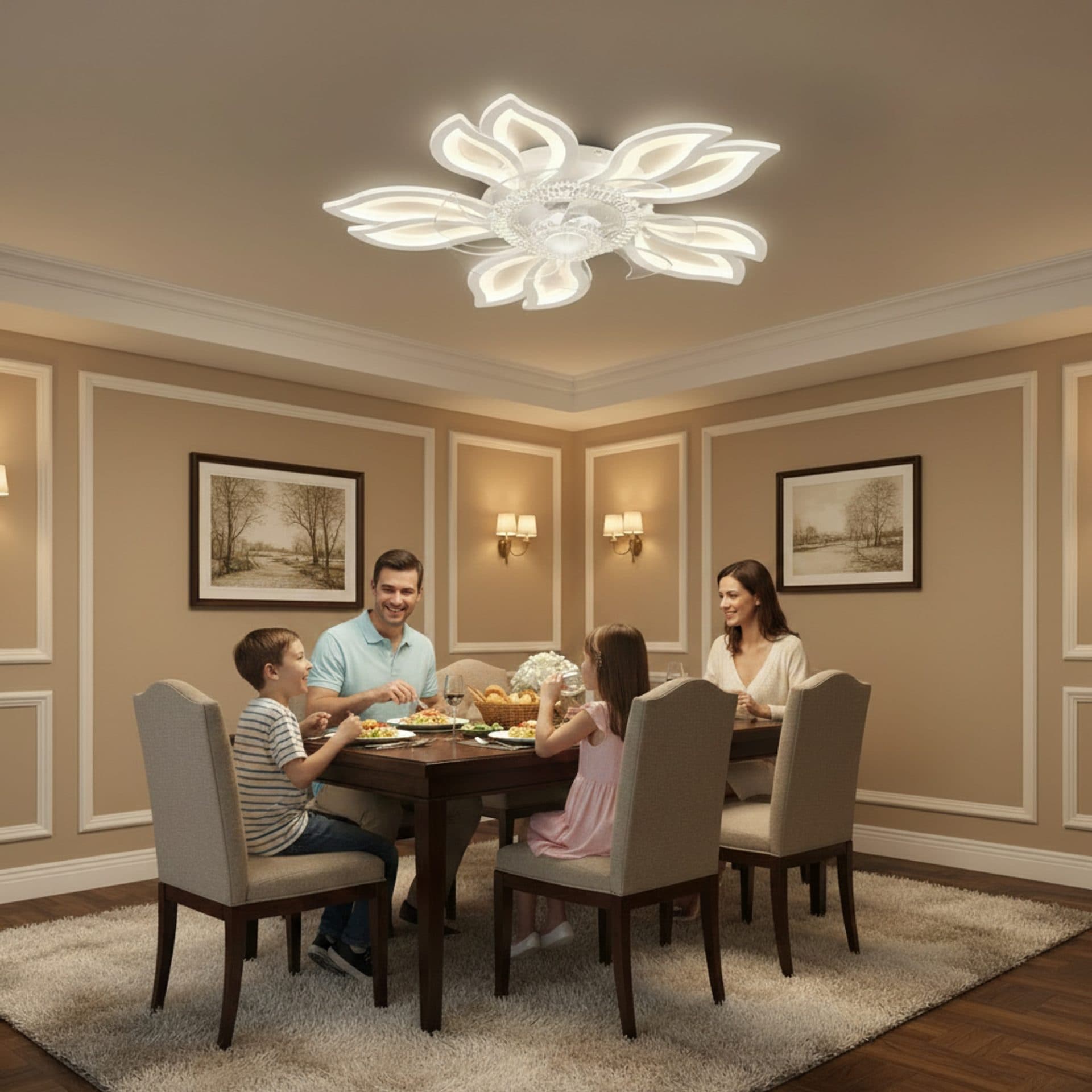 Lustra LED Ventilator Flippy 30W D61cm Telecomanda Alb — imagine 3