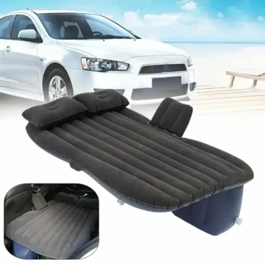 Saltea gonflabila auto pentru bancheta spate cu pompa electrica, 138 x 85cm, Neagra — imagine 1