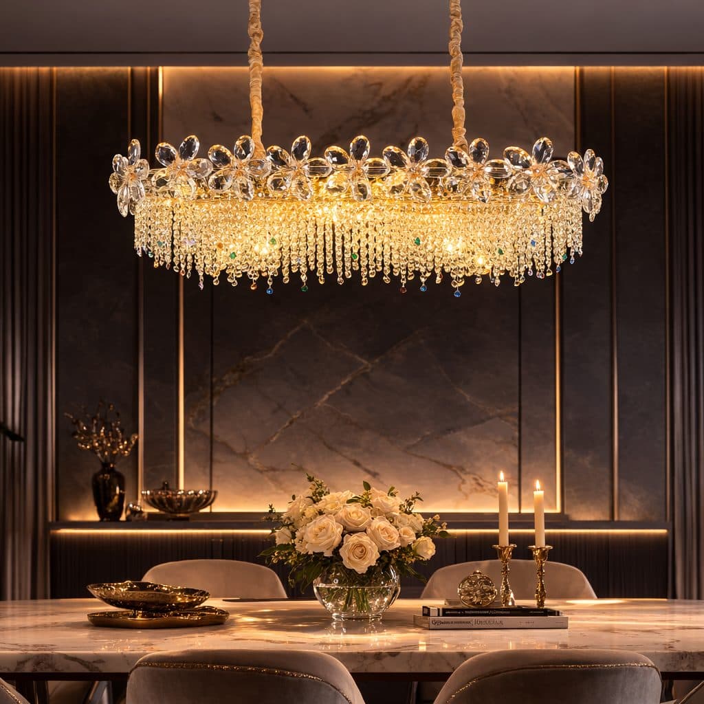 Candelabru Flippy Cristal 20x E14 Auriu Lucios Inaltime Reglabila — imagine 5