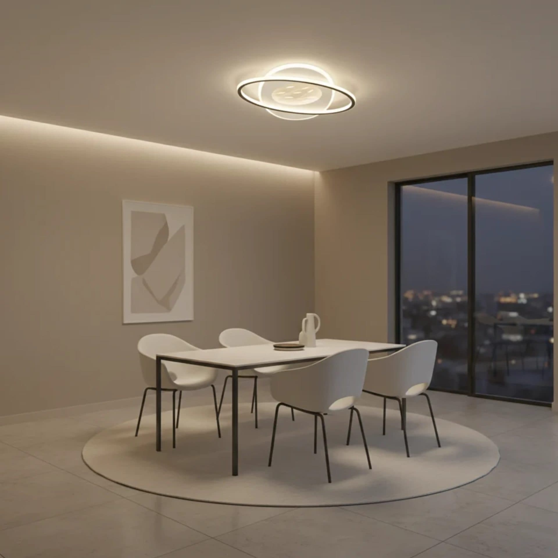 Lustra LED Ovală 96W cu telecomanda, Negru — imagine 3