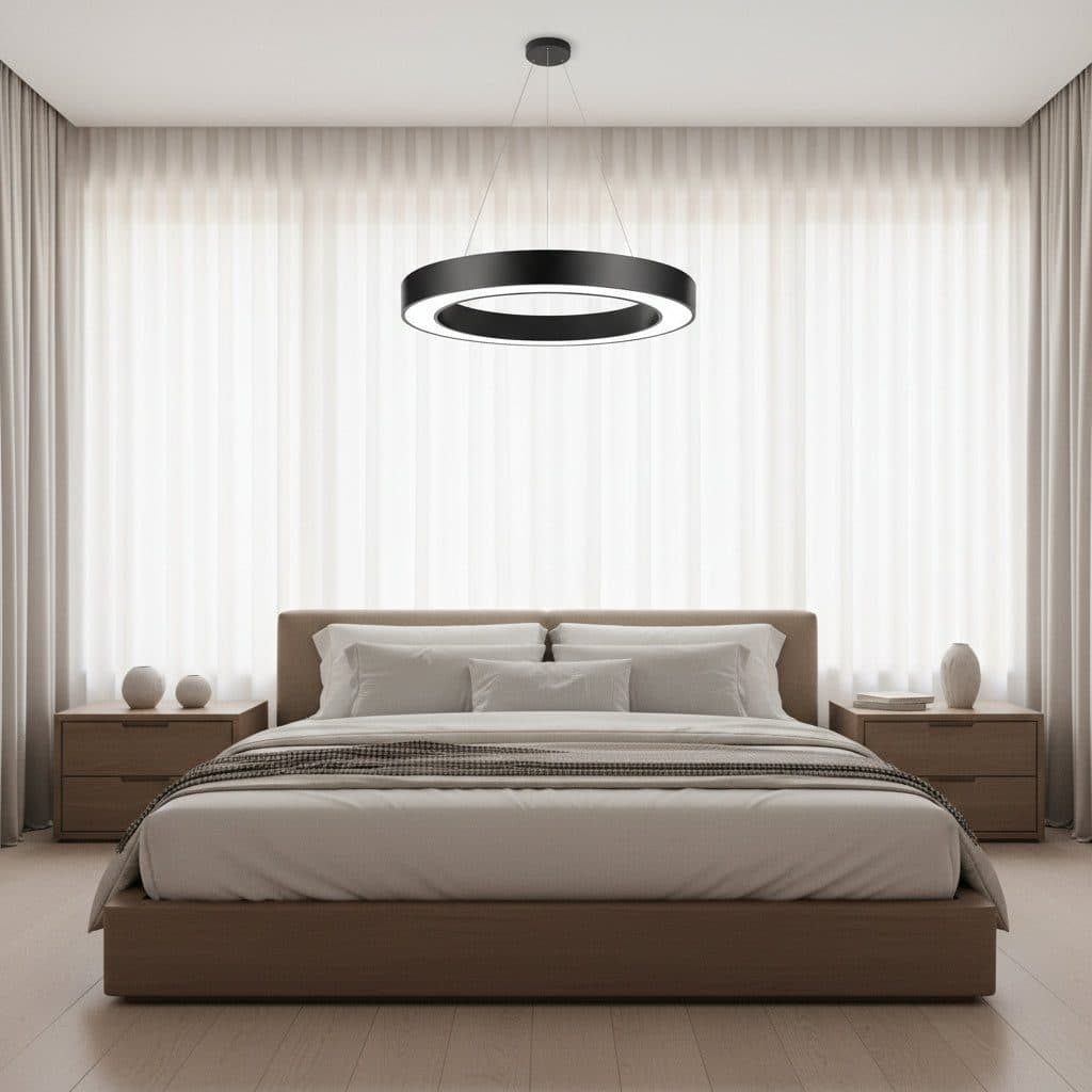 Lustra LED suspendata Flippy D52cm 25W Inaltime Reglabila Lumina Rece Negru Metal si Acril — imagine 9