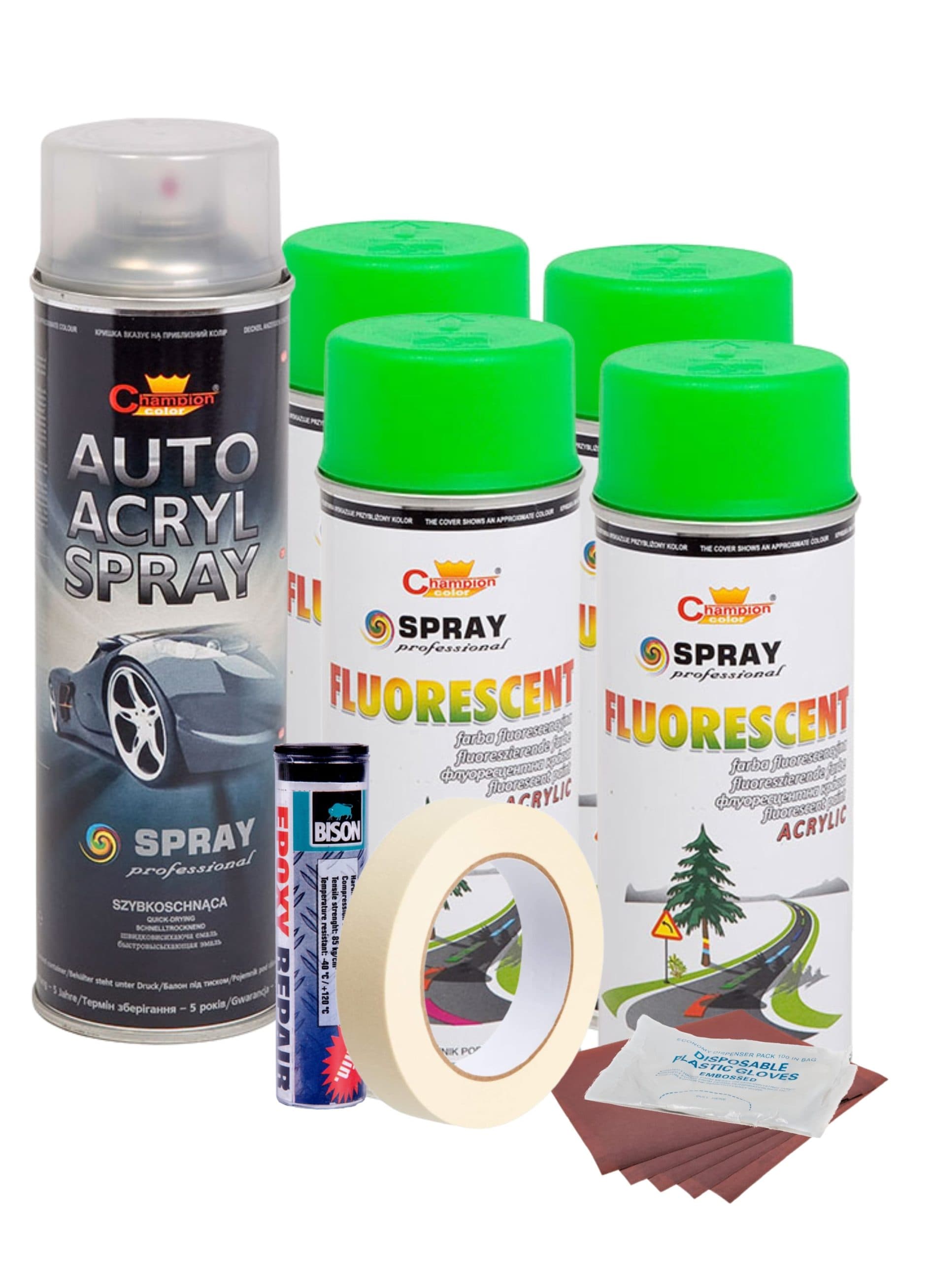 Kit reparatie si vopsire jante AVEX.ro Culoare Verde Fluorescent — imagine 1