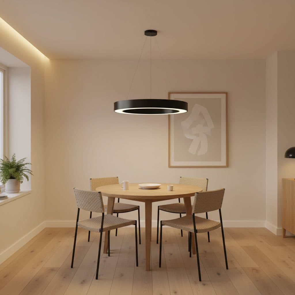 Lustra LED suspendata Flippy D52cm 25W Inaltime Reglabila Lumina Rece Negru Metal si Acril — imagine 10