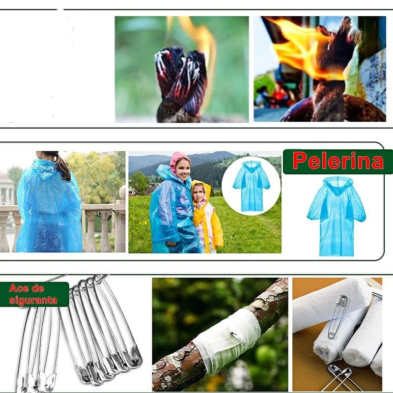 Kit supravietuire Flippy, set 40 accesorii si instrumente, model Army, negru — imagine 7