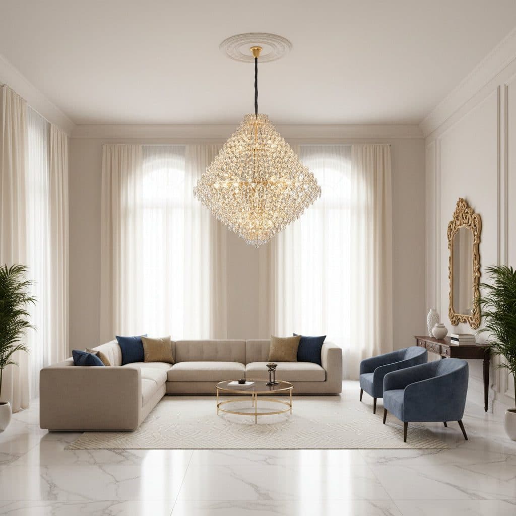 Candelabru Cristal KONIG Grande Supremo Auriu 54x E14 D150 cm — imagine 6
