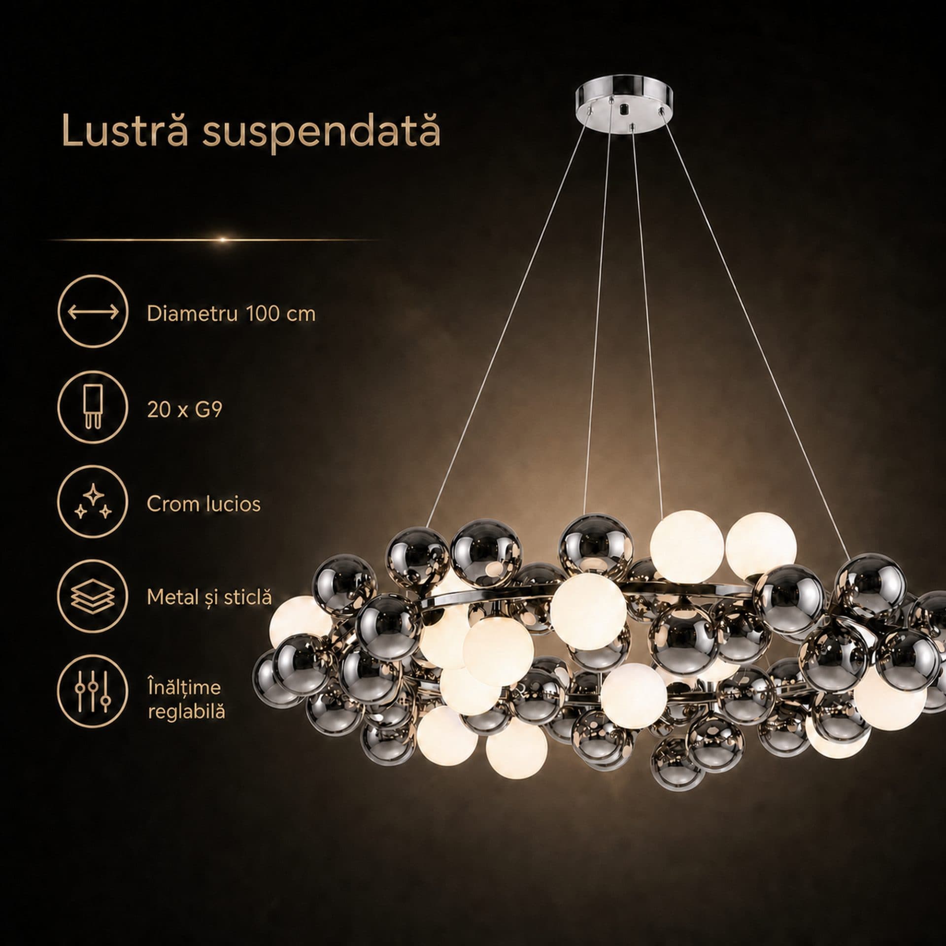 Lustra Suspendata Flippy MUSSEL Supremo 20x G9 Crom Lucios — imagine 10