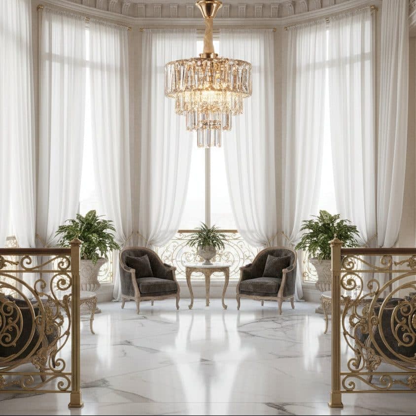 Candelabru Flippy Cristal VALMONT Petito 3xE14 D30 cm Auriu Inaltime Reglabila — imagine 5