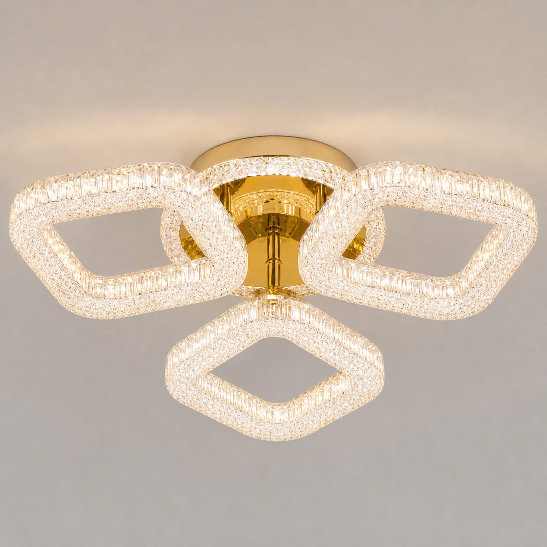 Lustra LED Flippy RENATO Nobile 39W Auriu cu telecomanda si cristal — imagine 6
