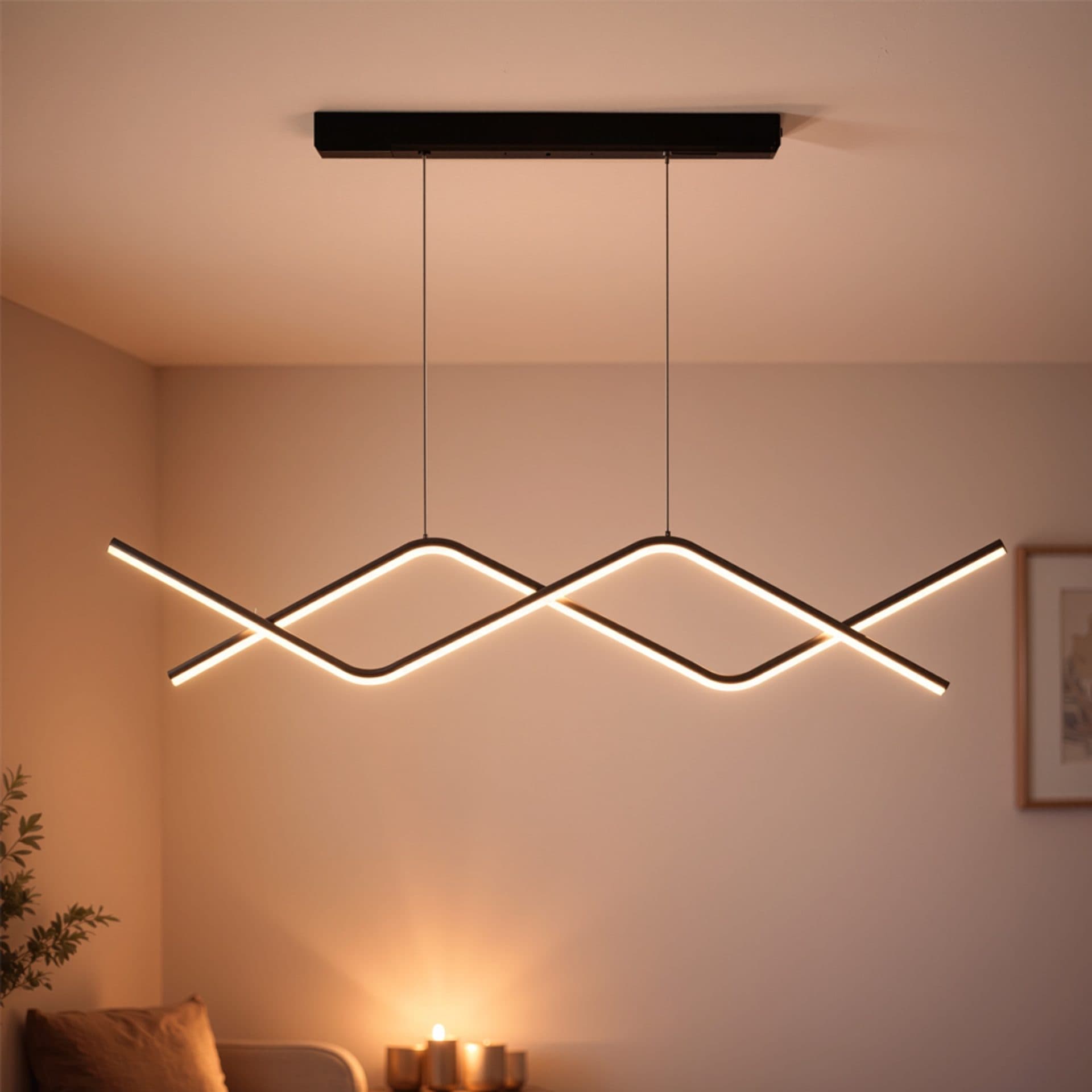 Lustra LED suspendata Flippy 27W telecomanda lumina Rece/Calda/Neutra Dimabila Negru Inaltime Reglabila — imagine 1