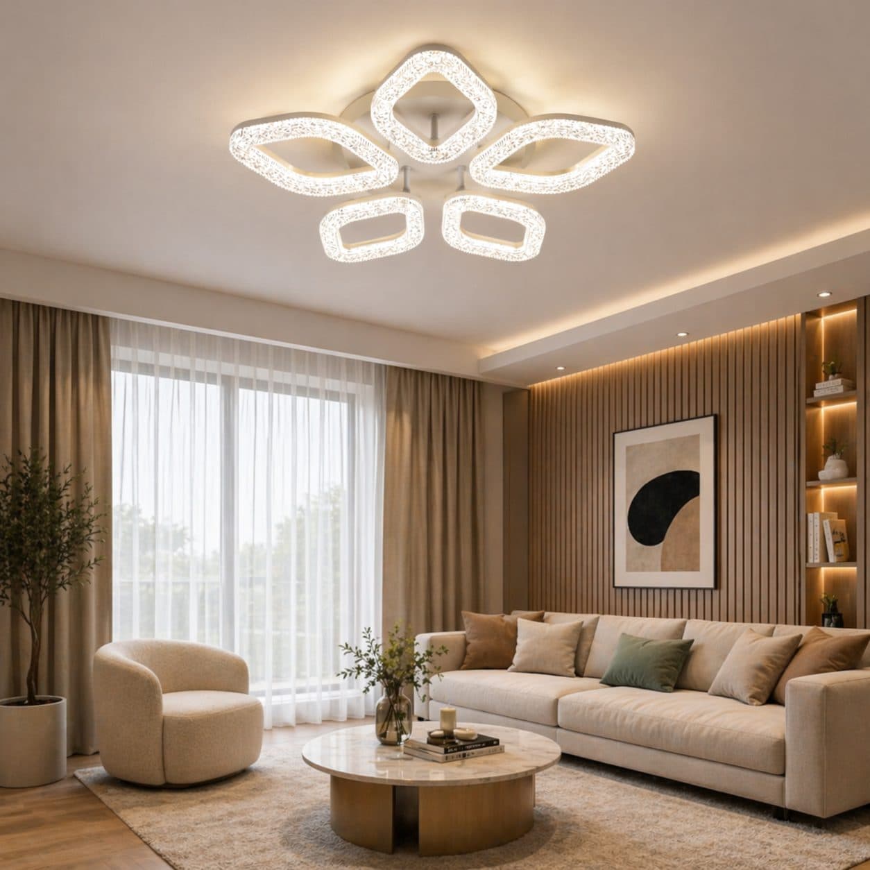 Lustra LED Flippy 67W Auriu Dimabila — imagine 3