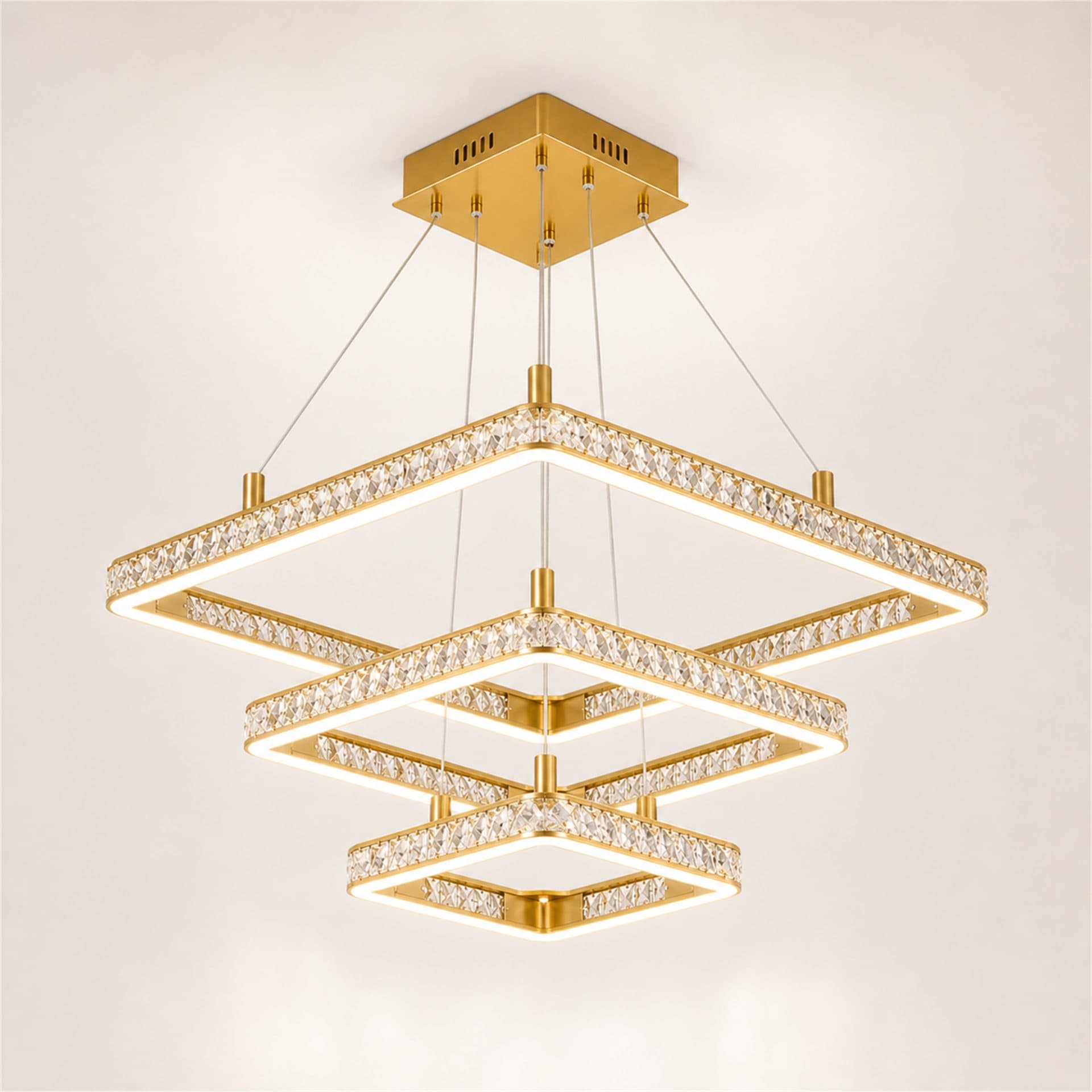 Lustra LED Flippy RENATO Nobile 39W Auriu cu telecomanda si cristal — imagine 4