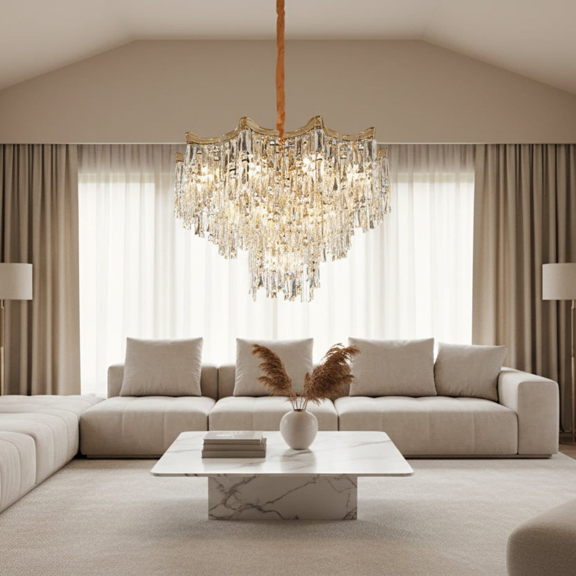 Candelabru Flippy Cristal 6x E14 Diametru 40 cm Auriu — imagine 1