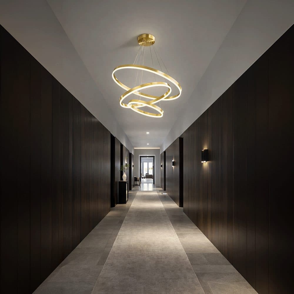 Lustra LED suspendata Flippy 85W 3 Cercuri Dimabila Auriu Lucios — imagine 19