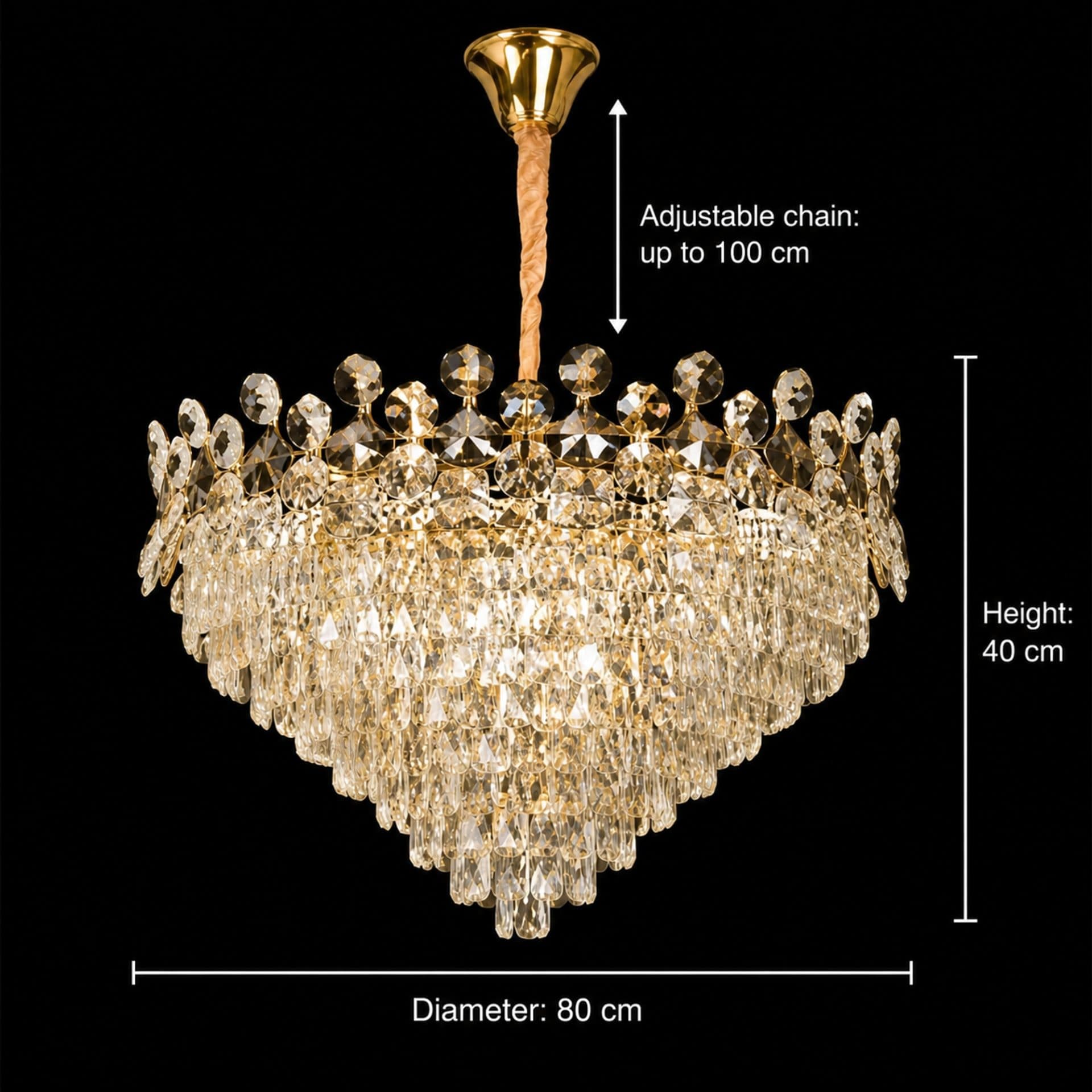 Candelabru Cristal Flippy 22x E14 Auriu Lucios Inaltime Reglabila — imagine 4