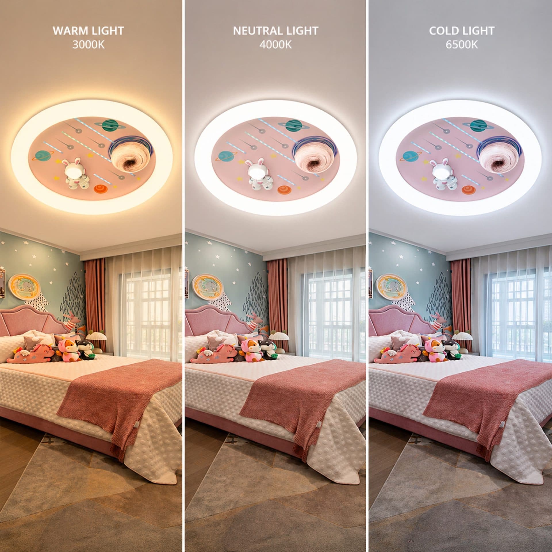 Lustra LED Flippy Constellation 63W, diametru 50cm, telecomanda, Roz — imagine 4