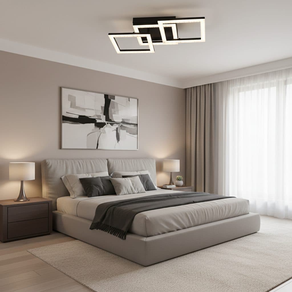 Lustra LED Flippy 43W 3 Patrate Dimabila Negru — imagine 1