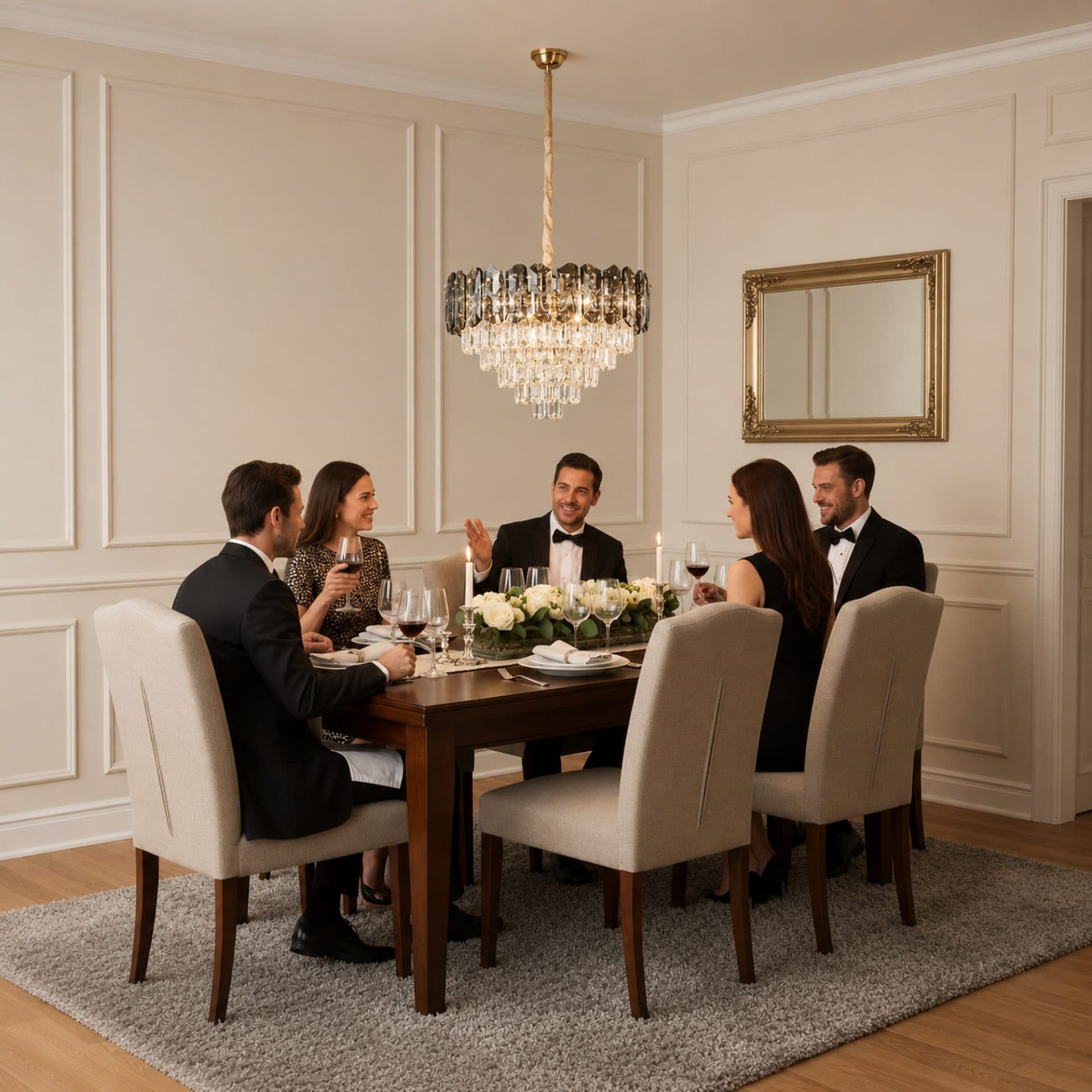 Candelabru Flippy Cristal 9x E14 Auriu Lucios Diametru 50cm — imagine 4