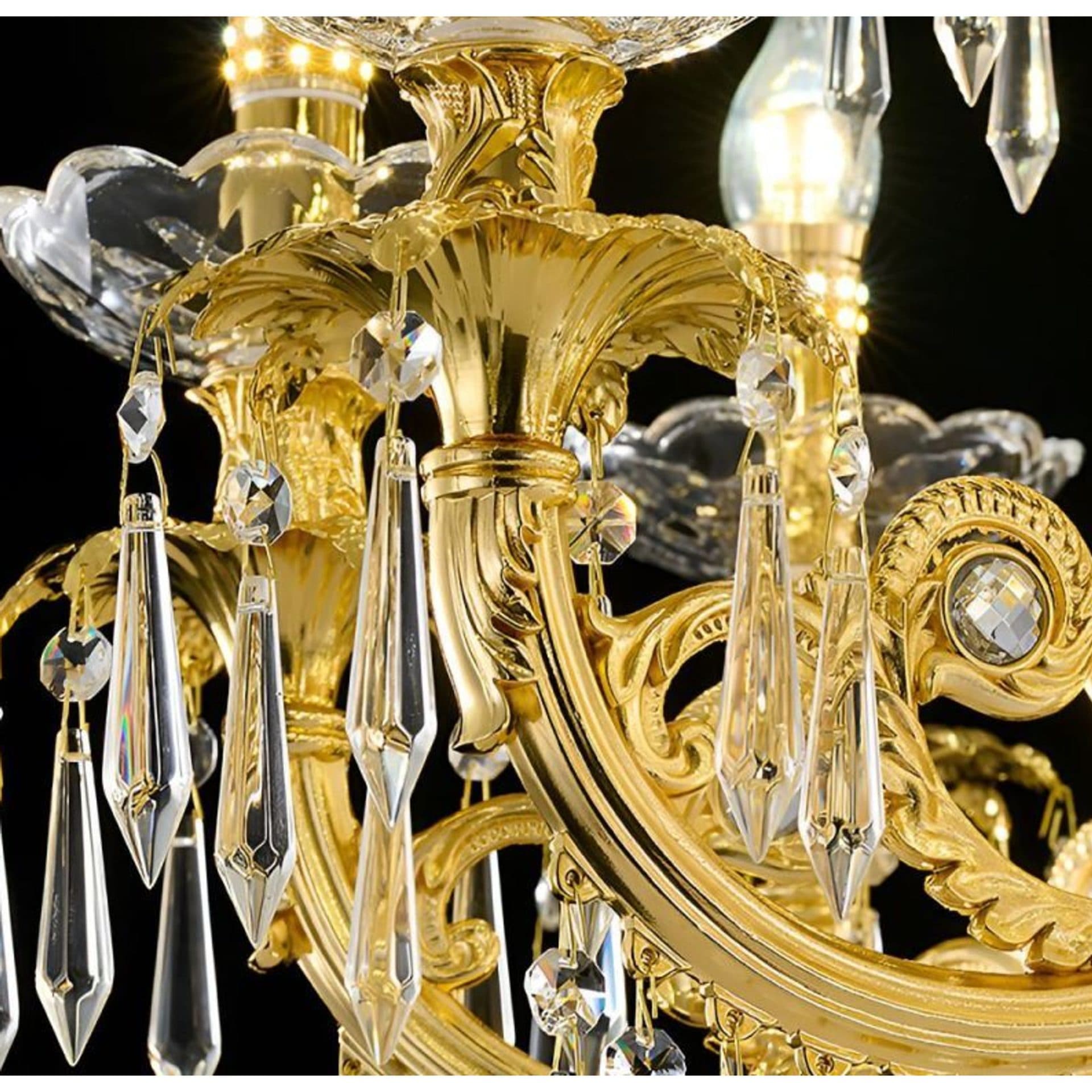 Candelabru Flippy Cristal 9xE14, D68cm, Auriu Lucios — imagine 4